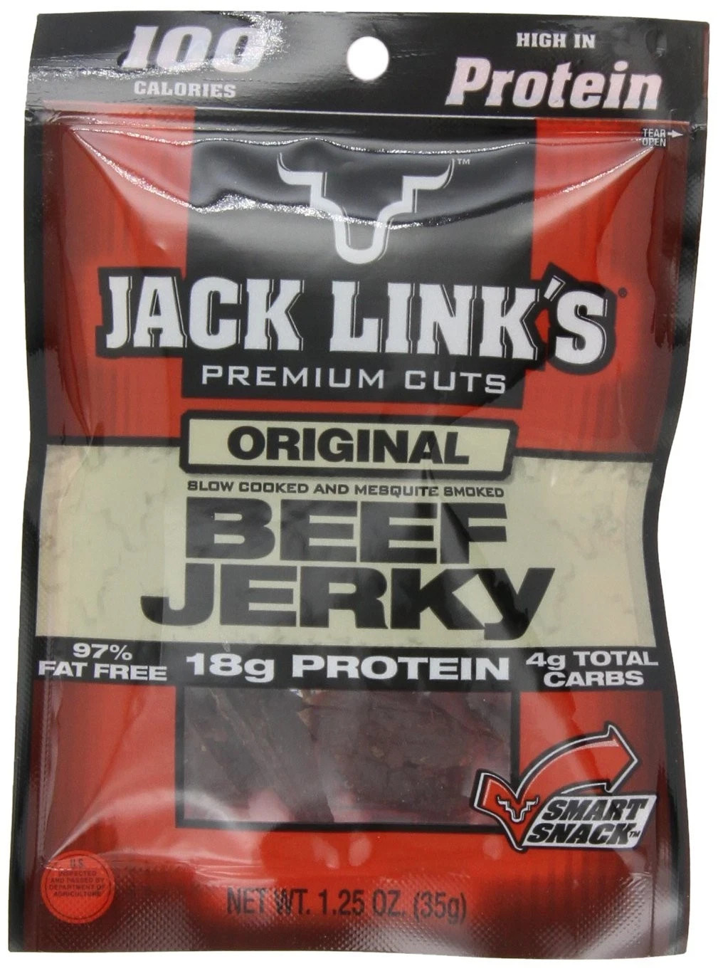 Jack Links Beef Jerky, 100 Calorie Pack, Original, 1.25-Ounce Bags Pack of 12