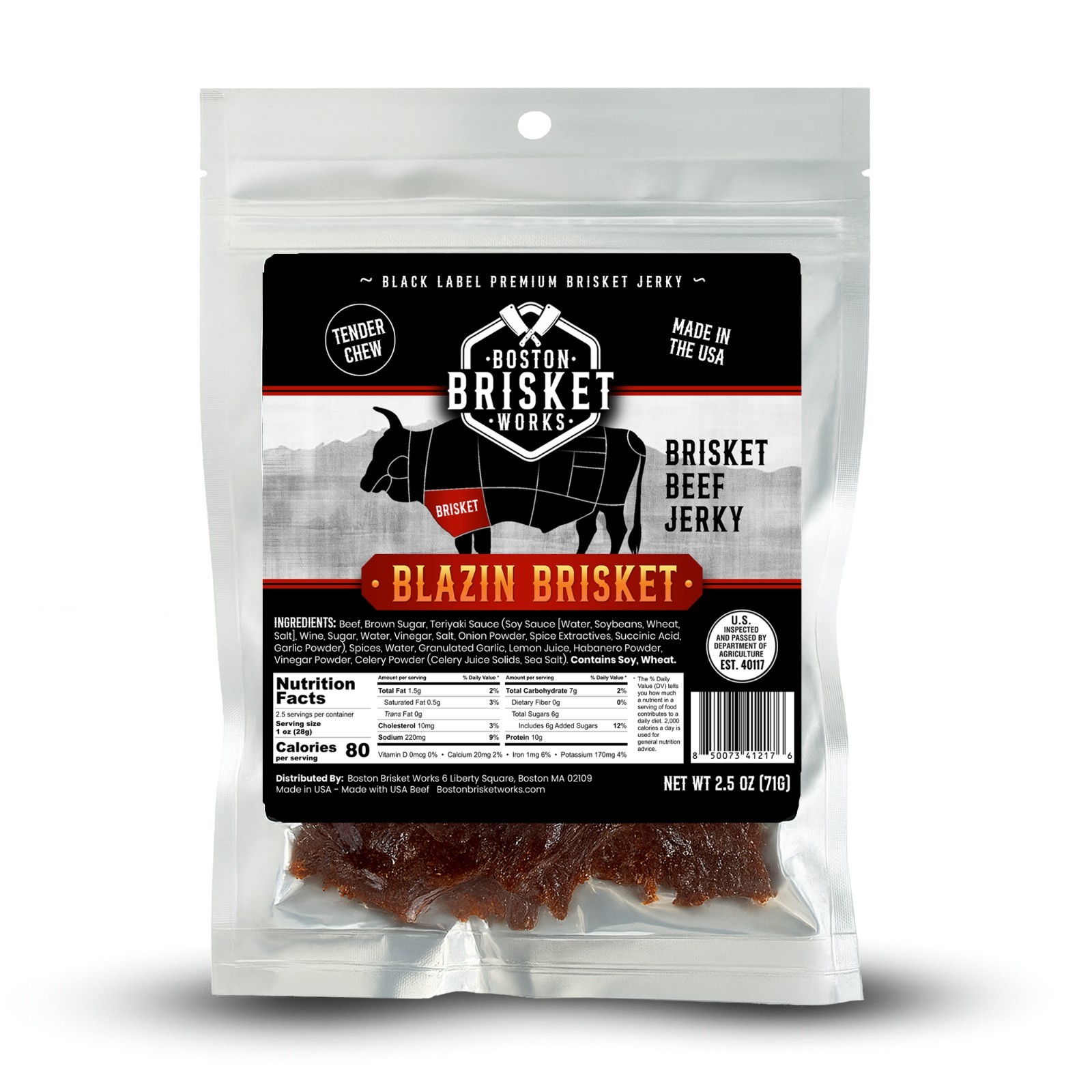 BEEF BRISKET JERKY – Blazin’ Brisket Spicy Flavor – USA Beef – Fast Shipping