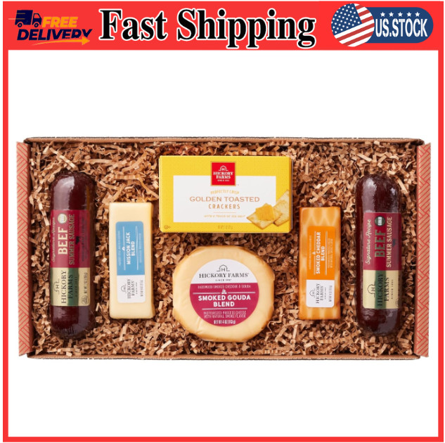 Gourmet Beef & Cheese Gift Basket Box Set – Charcuterie Meat Snack Food