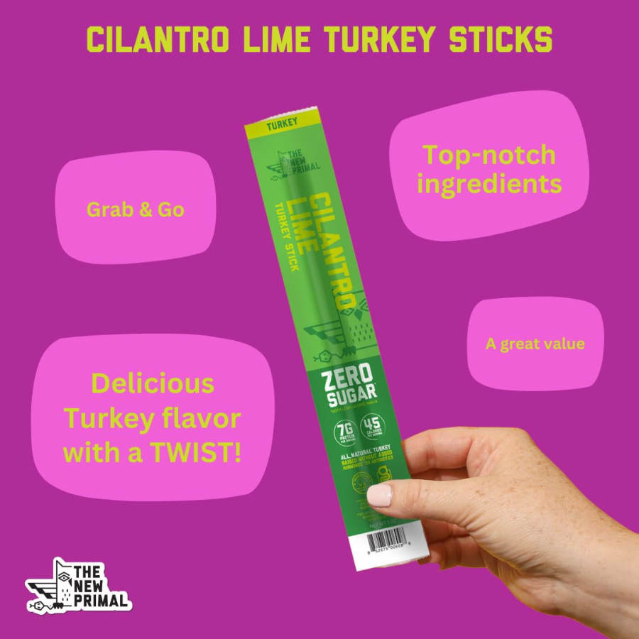 New Primal Cilantro Lime Turkey Sticks – Low Carb Healthy Snacks, 20 Sticks