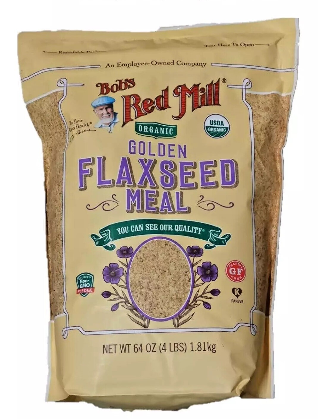 Bob’s Red Mill Organic Golden Flaxseed Meal 4 Pounds Total 64 Ounce