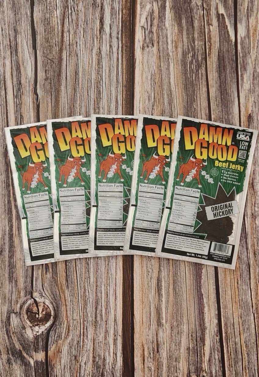 5 package bundle- Damn Good Beef Jerky Original Hickory 40g Low Fat No MSG Added