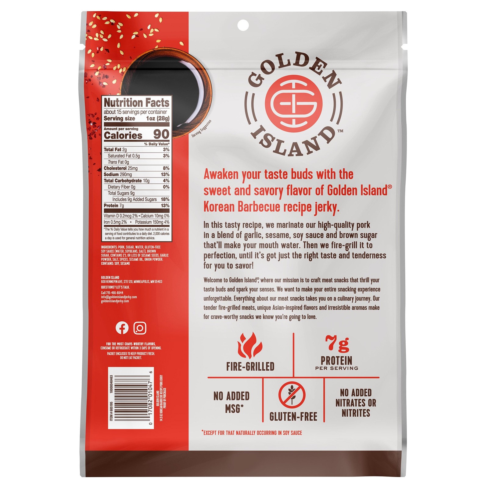 GOLDEN ISLAND KOREAN BBQ PORK JERKY 14.5 OZ