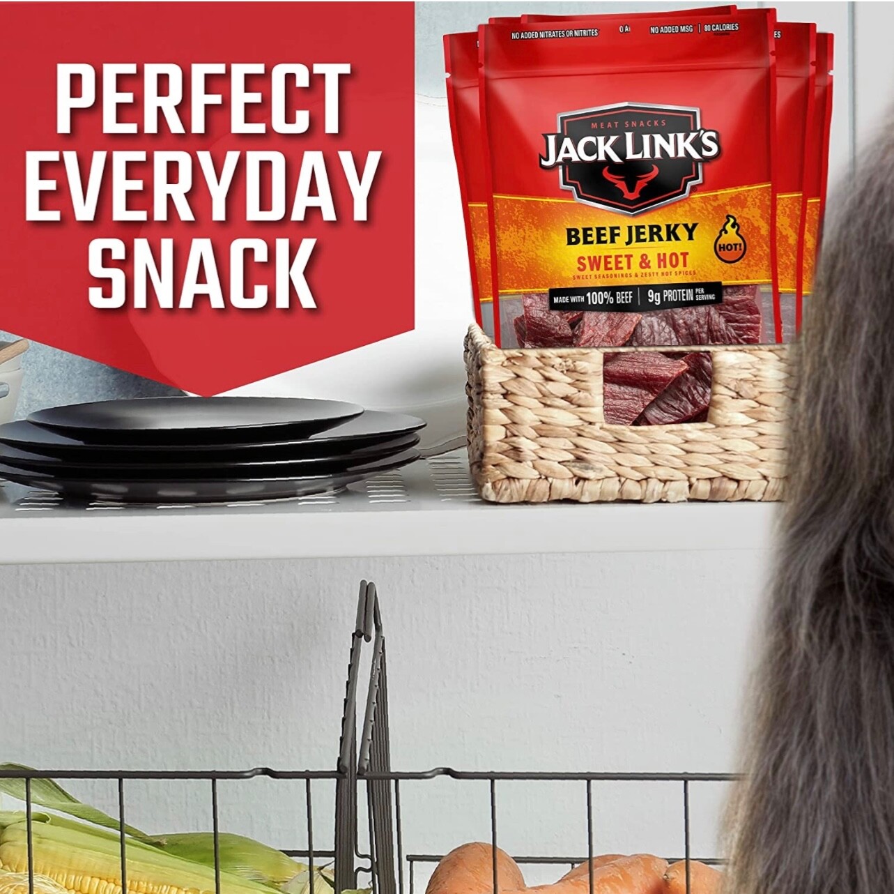 Jack Link’s Beef Jerky, Sweet & Hot – Spicy Everyday Snack, 9g of Protein and 80
