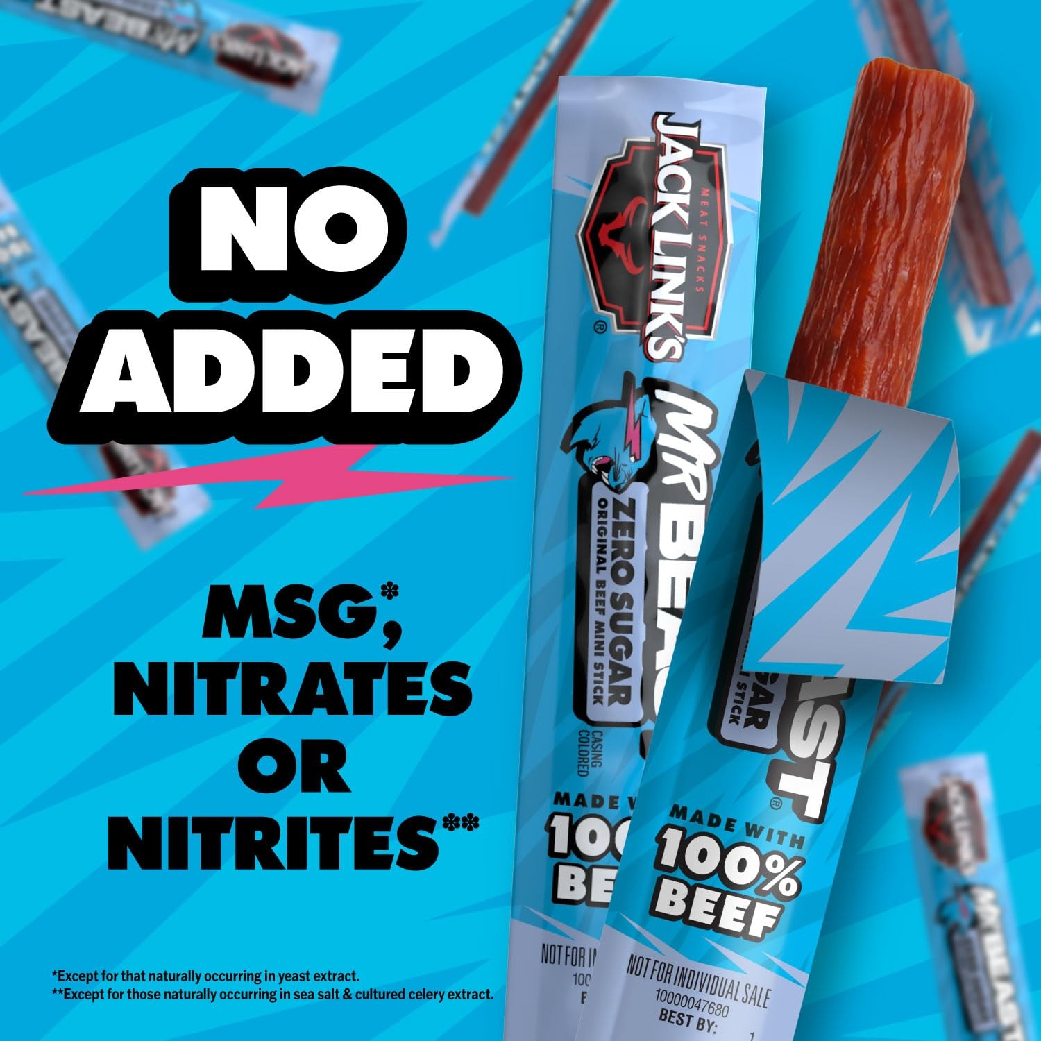 Jack Link’s x MrBeast Zero Sugar Original Mini Beef Jerky Sticks Individuall…
