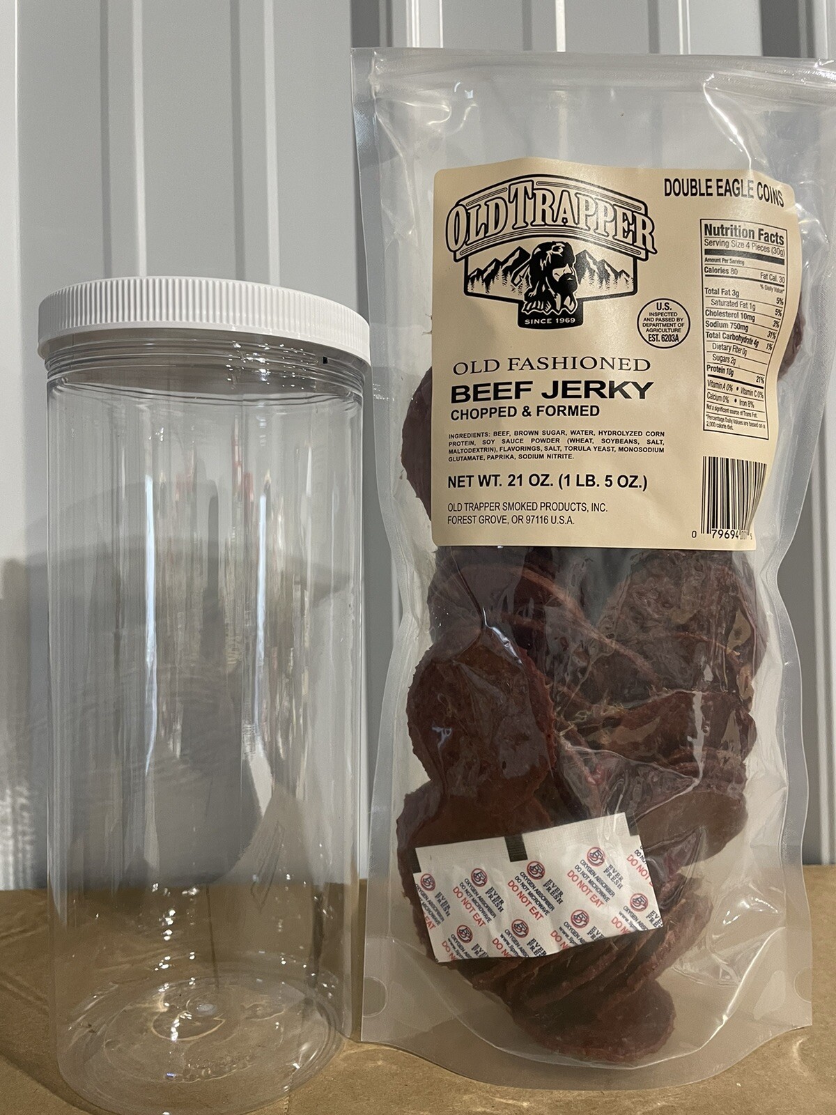 Old Trapper Beef Jerky Rounds In A Jar