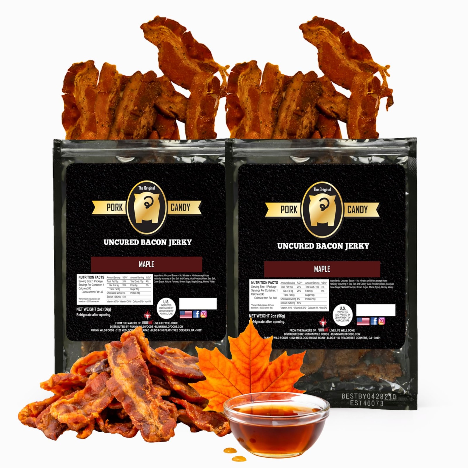 Delicious Maple Bacon Jerky – Made from 100% Real Uncured 2 Ounce (Pack of 2)