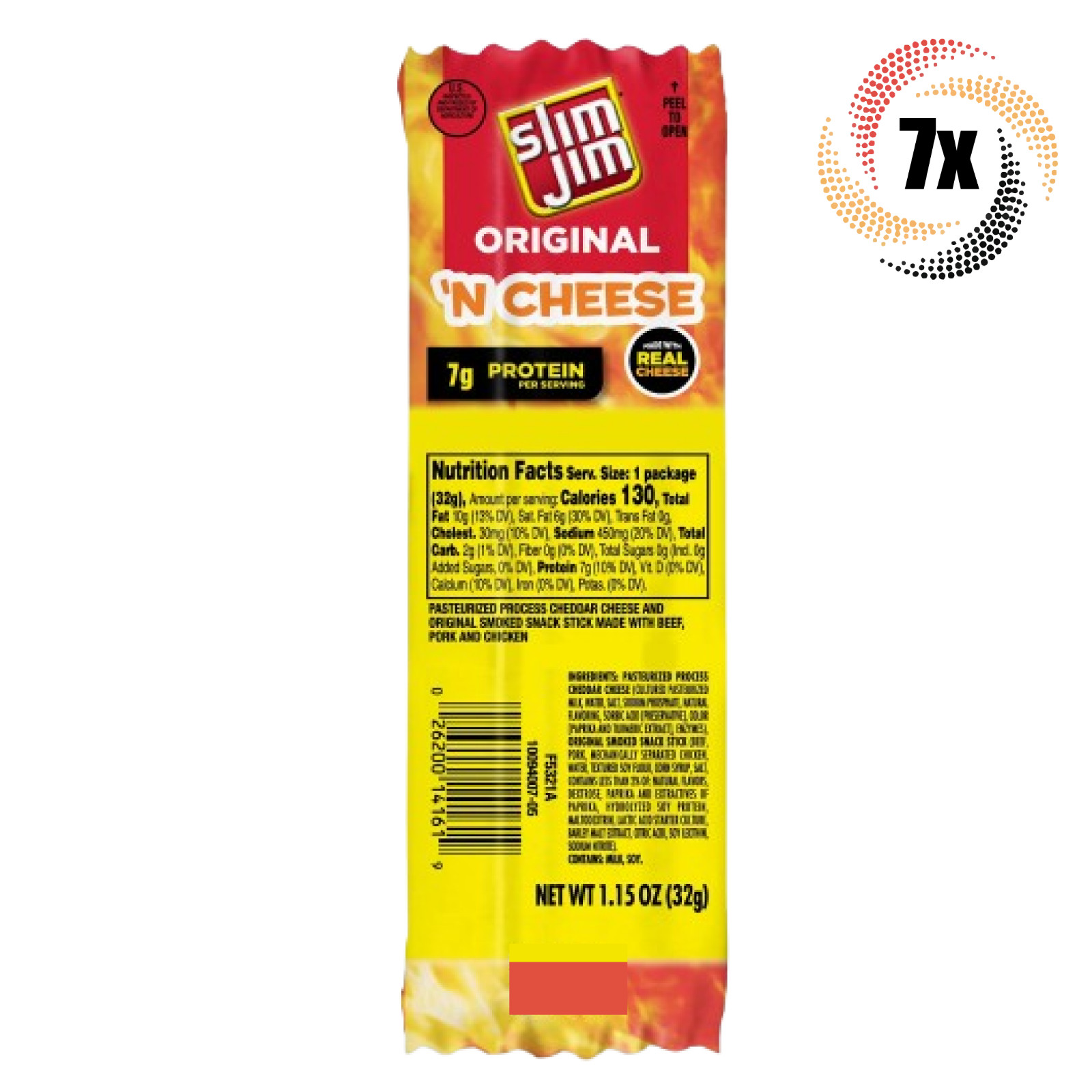 7x Packs Slim Jim Original ‘N Cheese Snack Sticks | 1.15oz | 7G Protein