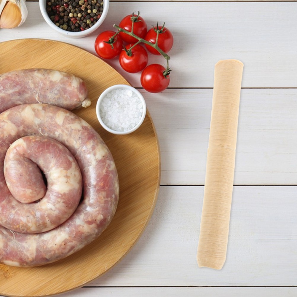 1 Pack Flexible Beige Sausage Casing for Home Cooking and Drying Sausages