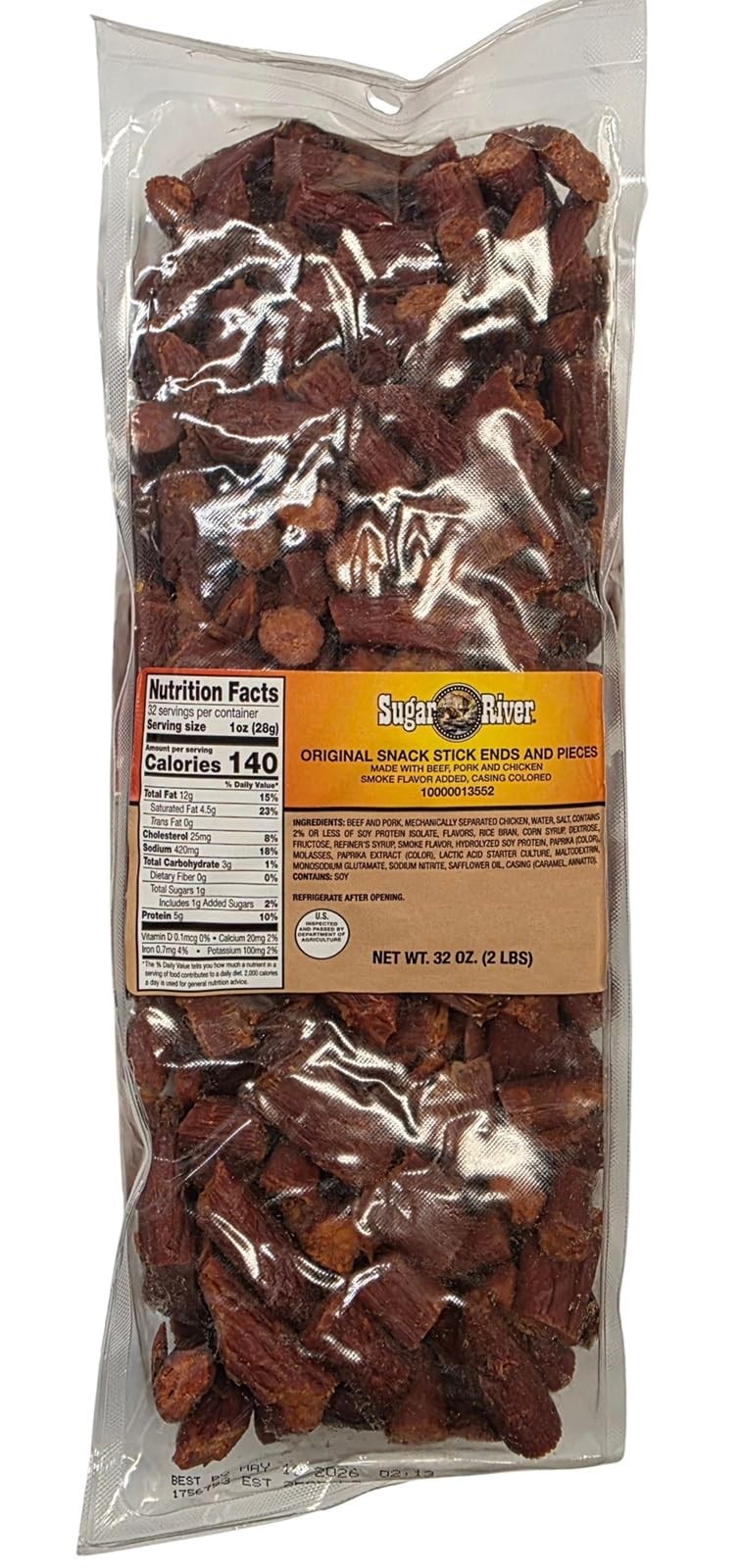 Sugar River Meat Snack Links Sticks Ends & Pieces, 2lbs 2 Pound (Pack of 1)