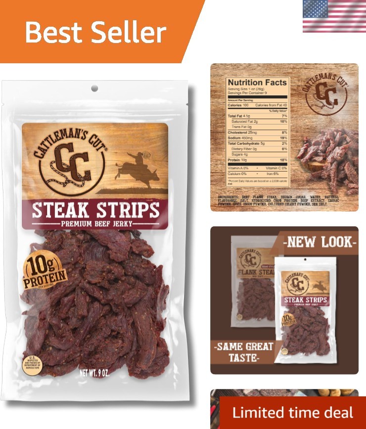 Texas Style Flank Steak Beef Jerky, 9 Ounce