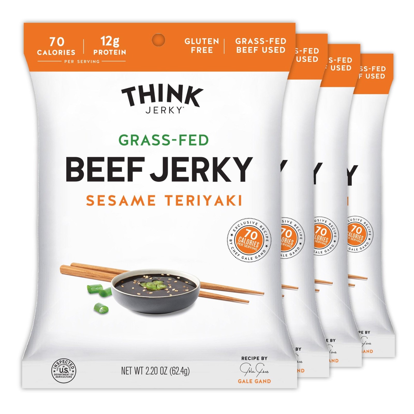 Sesame Teriyaki Beef and Turkey Jerky Pack of 4 Healthy Gourmet Snacks
