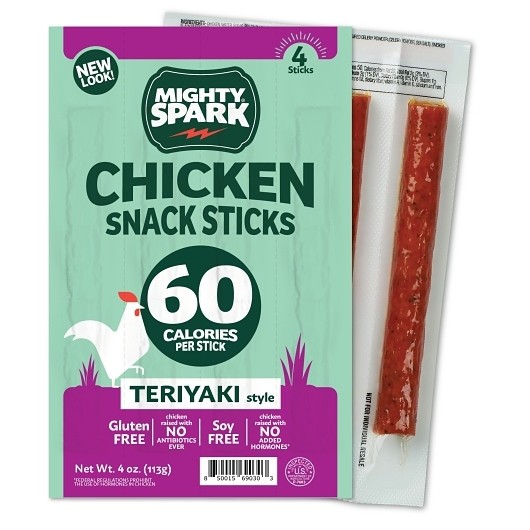 Mighty Spark Food Co Teriyaki Chicken Snack Stick Multipack, 4 Ounce, 8 Per Case