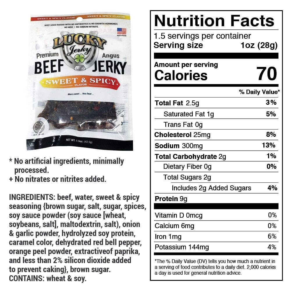 Sweet and Spicy Beef Jerky | Pack of 24 | 1.5 oz | Nebraska Star Beef