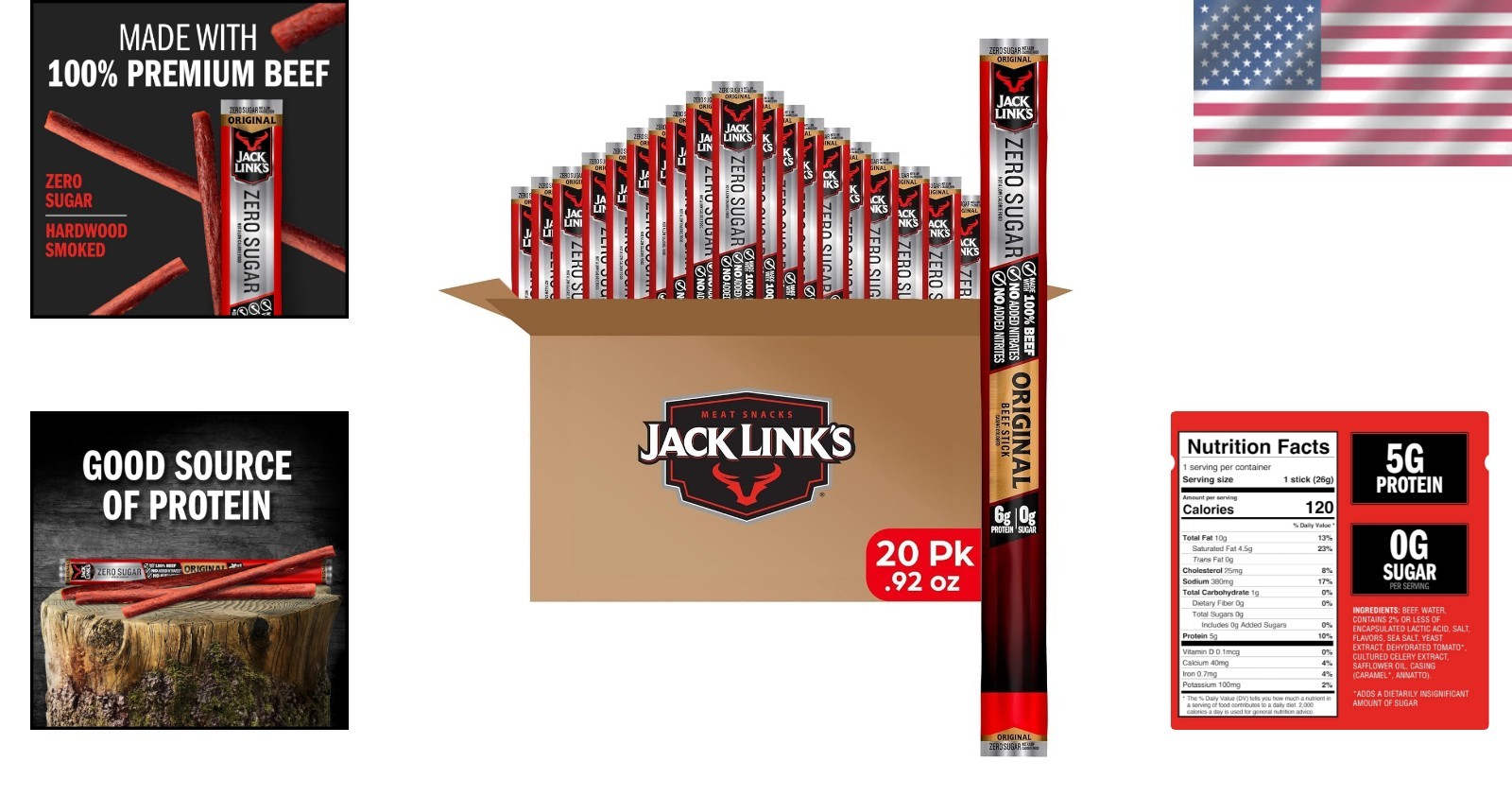 Zero Sugar Beef Sticks – 5g Protein per Serving – KETO Friendly Snacks