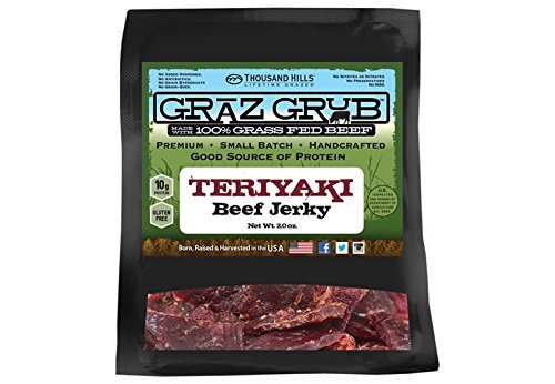 Thousand Hills Lifetime Grass Fed Teriyaki Beef Jerky 2oz (Pack of 12)