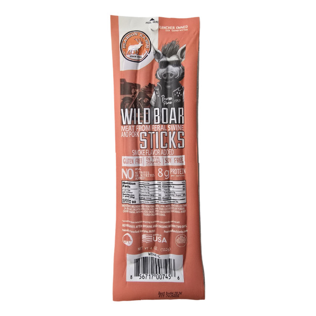 Exotic Wild Game Pearson Ranch Wild Boar Pork Meat Snack Stick Multi-Pack of 4