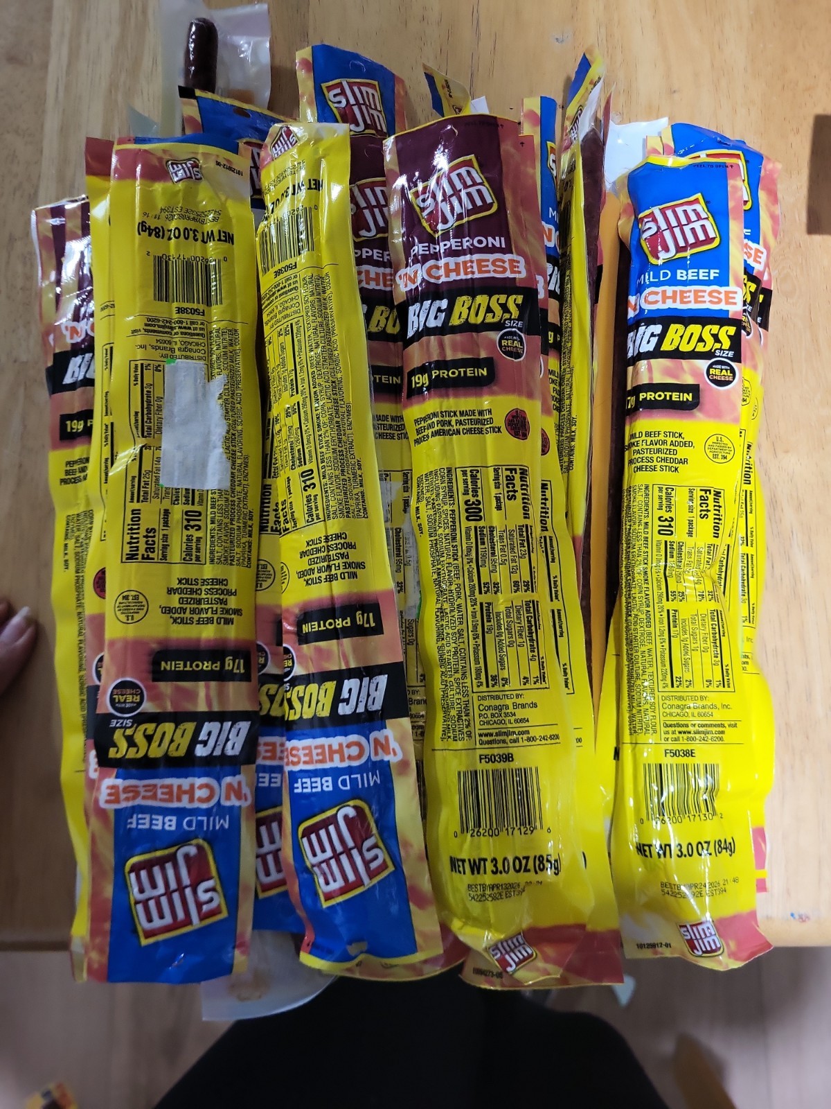25 Lot Slim Jim Big Boss 6 Pepperoni n Cheese 19 Mild Beef Cheese BB 4/26