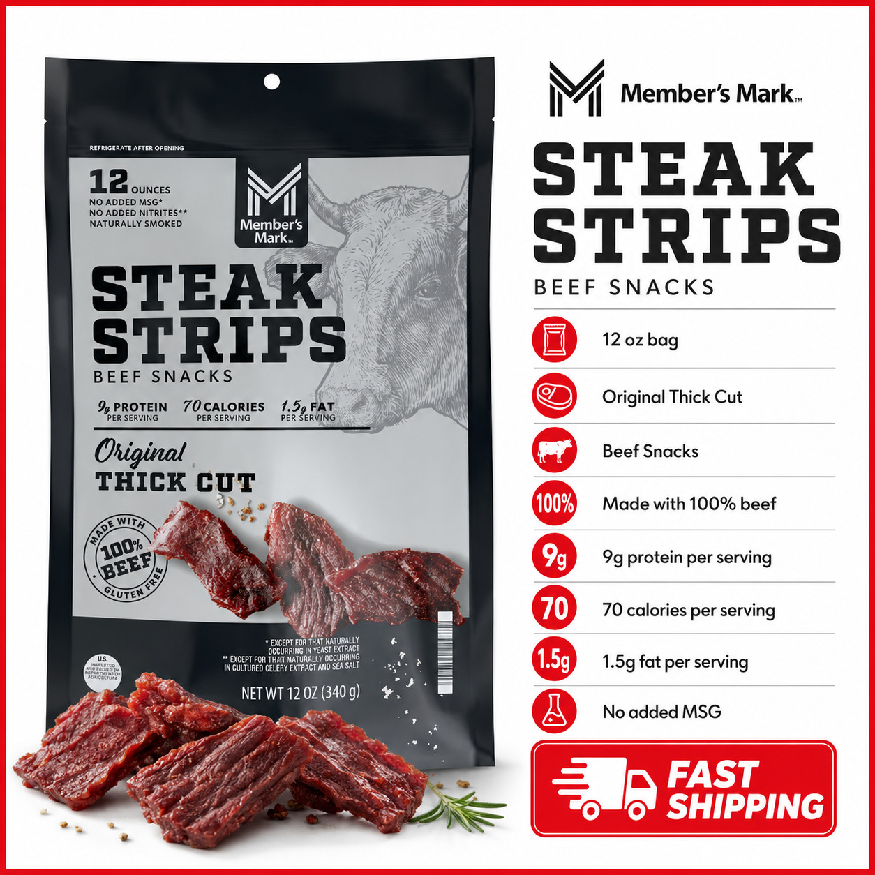 Member’s Mark Beef Steak Strips 12 Oz