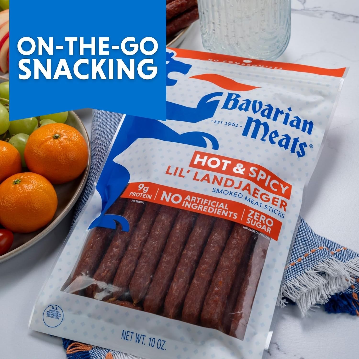 Hot & Spicy Lil’ Landjaeger Meat Sticks, Smoked Sausage Protein Snacks, Zero …