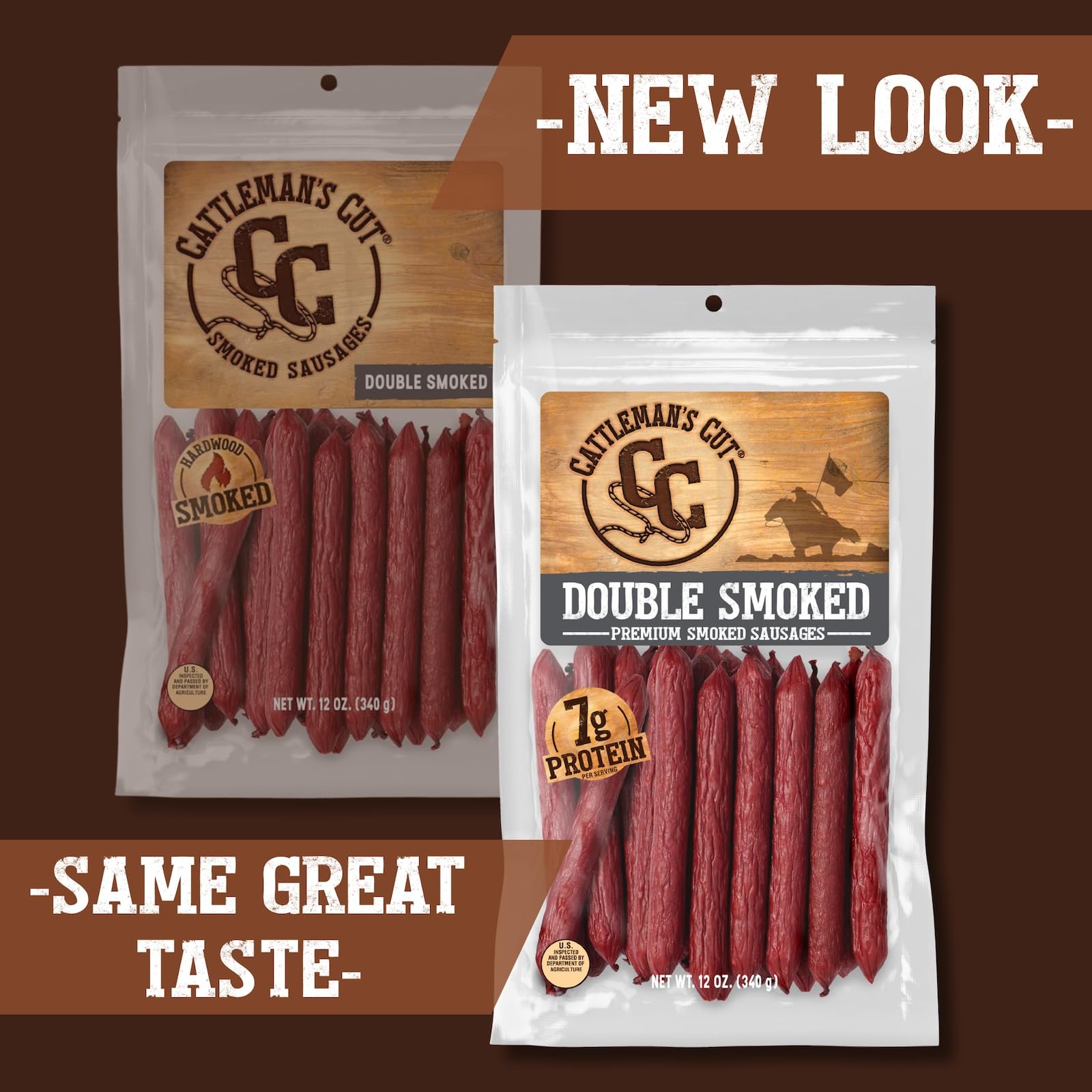Cattleman’s Cut Double Smoked Sausages Meat Sticks Premium Protein Snacks, 12 oz