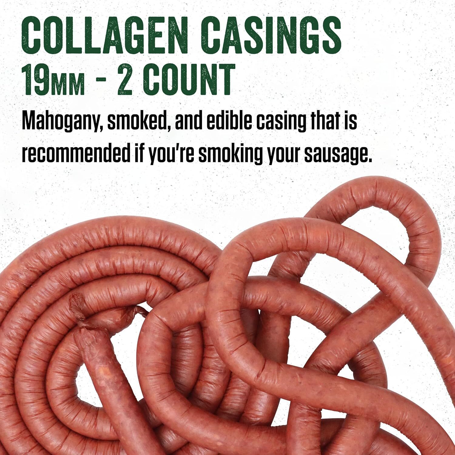 Products Mahogany Smoked Collagen Casings, 19Mm, Edible Sausage Casings, Stu