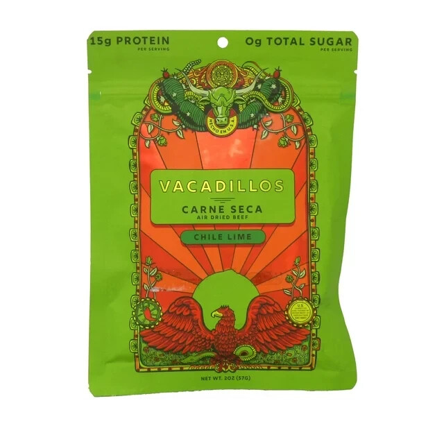 Vacadillos Air-Dried Beef Jerky Carne Seca, Chile Lime 2 oz