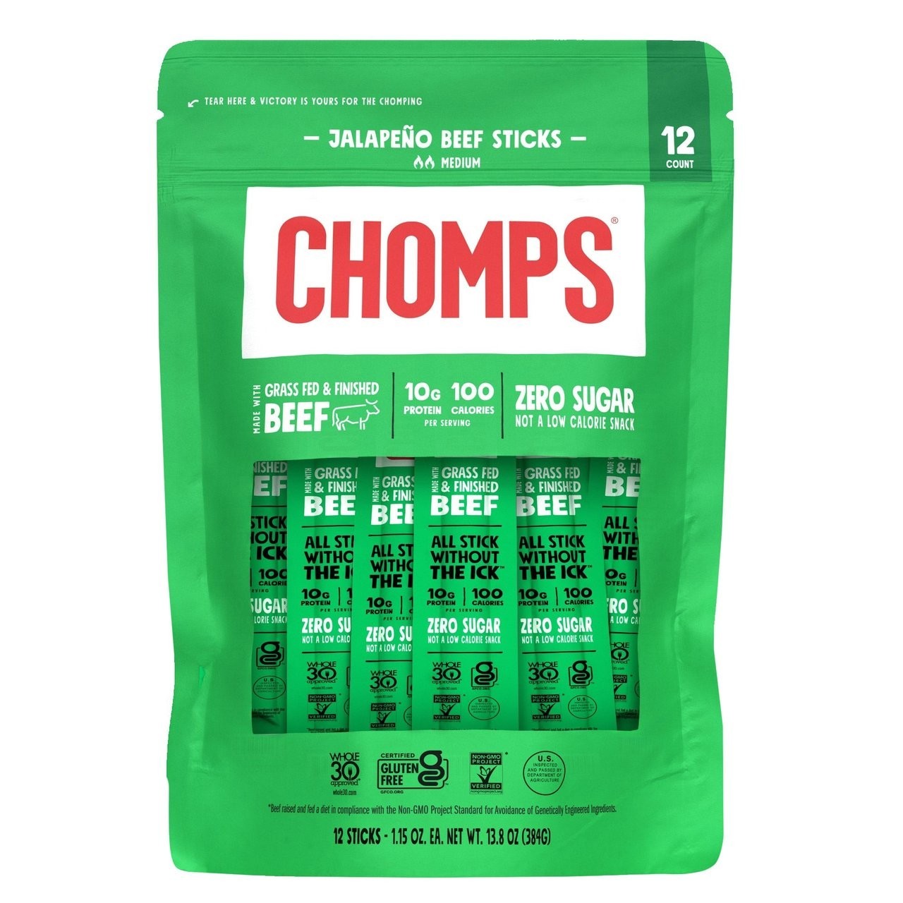 Chomps Jalapeno Beef Sticks 12/1.15 oz (0.86 lb).