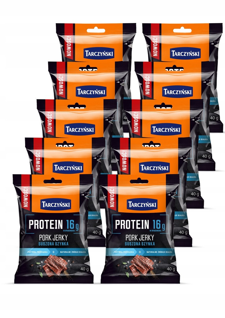 10 x Tarczynski Protein PORK JERKY Dried Pork Jerky – Bag 10 x 40g / 1.41oz
