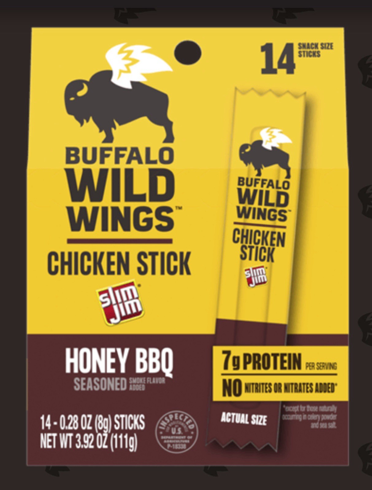 🔵 New Slim Jim Buffalo Wild Wings HONEY BBQ Protein Chicken (14 Sticks) 3.92oz
