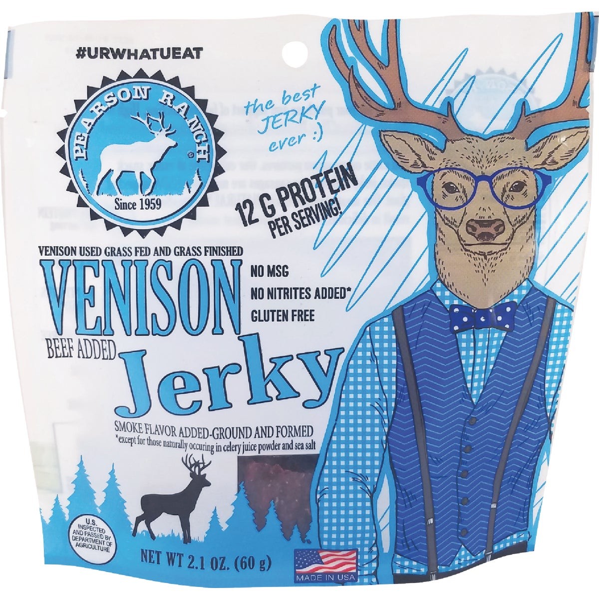 Pearson Ranch Jerky 2.1 Oz. All-Natural Venison Jerky VJ2-C Pack of 12 Pearson