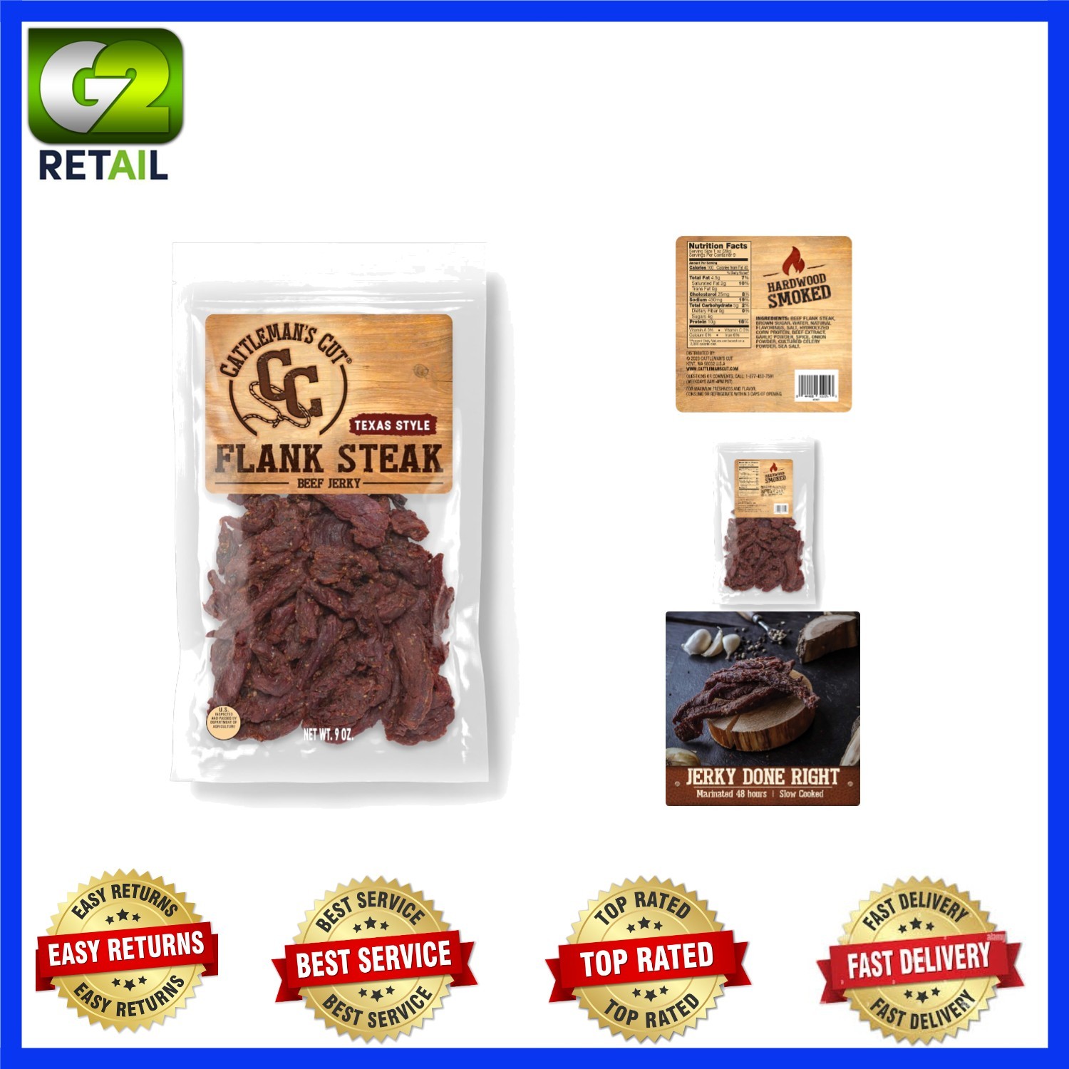 Texas Style Flank Steak Beef Jerky – 9 Ounce of Tender, Hand-Crafted Flavor