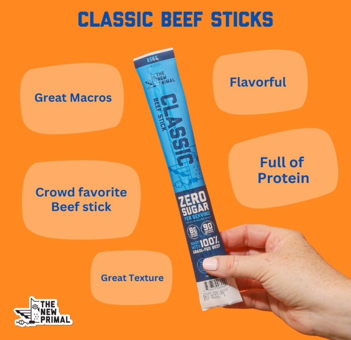 The New Primal Grass-Fed Beef Sticks – 20 Pack, Keto & Low Carb