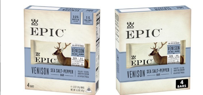 2 NEW EPIC Venison Sea Salt & Pepper Bars Keto Friendly Gluten Free 1.3 oz 4ct