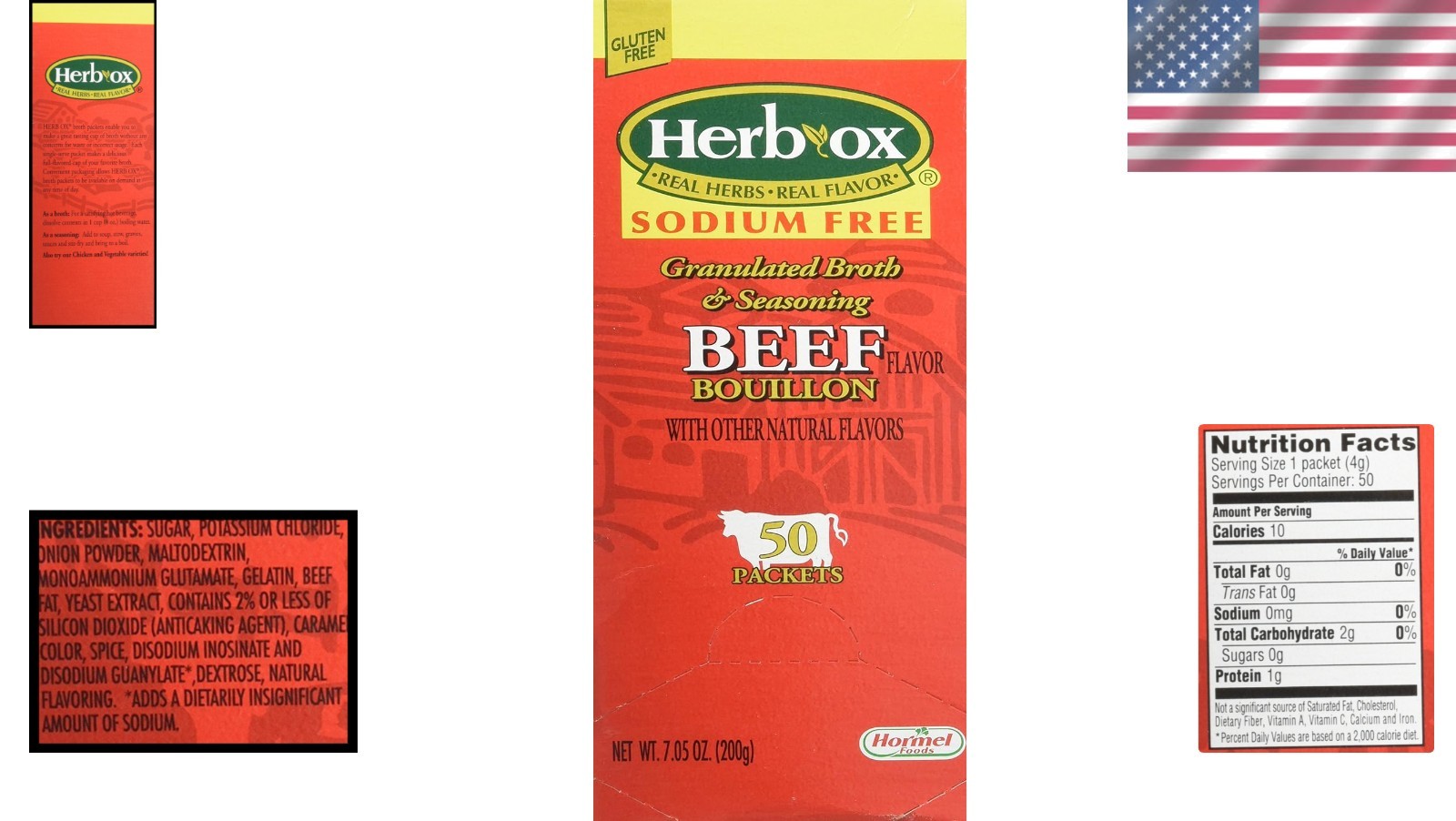 Herb Ox Sodium-Free Beef Bouillon Pack – 50 Count