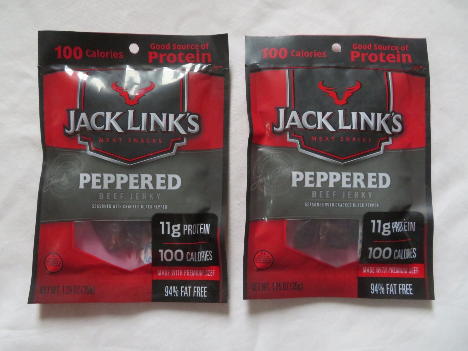 (2) Bags of Jack Link’s Peppered Beef Jerky 1.25 Oz Each !