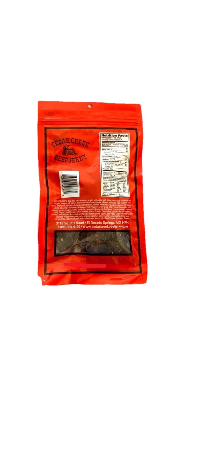 Get 3-4 Oz bags Cedar Creek Hot Beef Jerky Old Fashioned Style No Preservatives