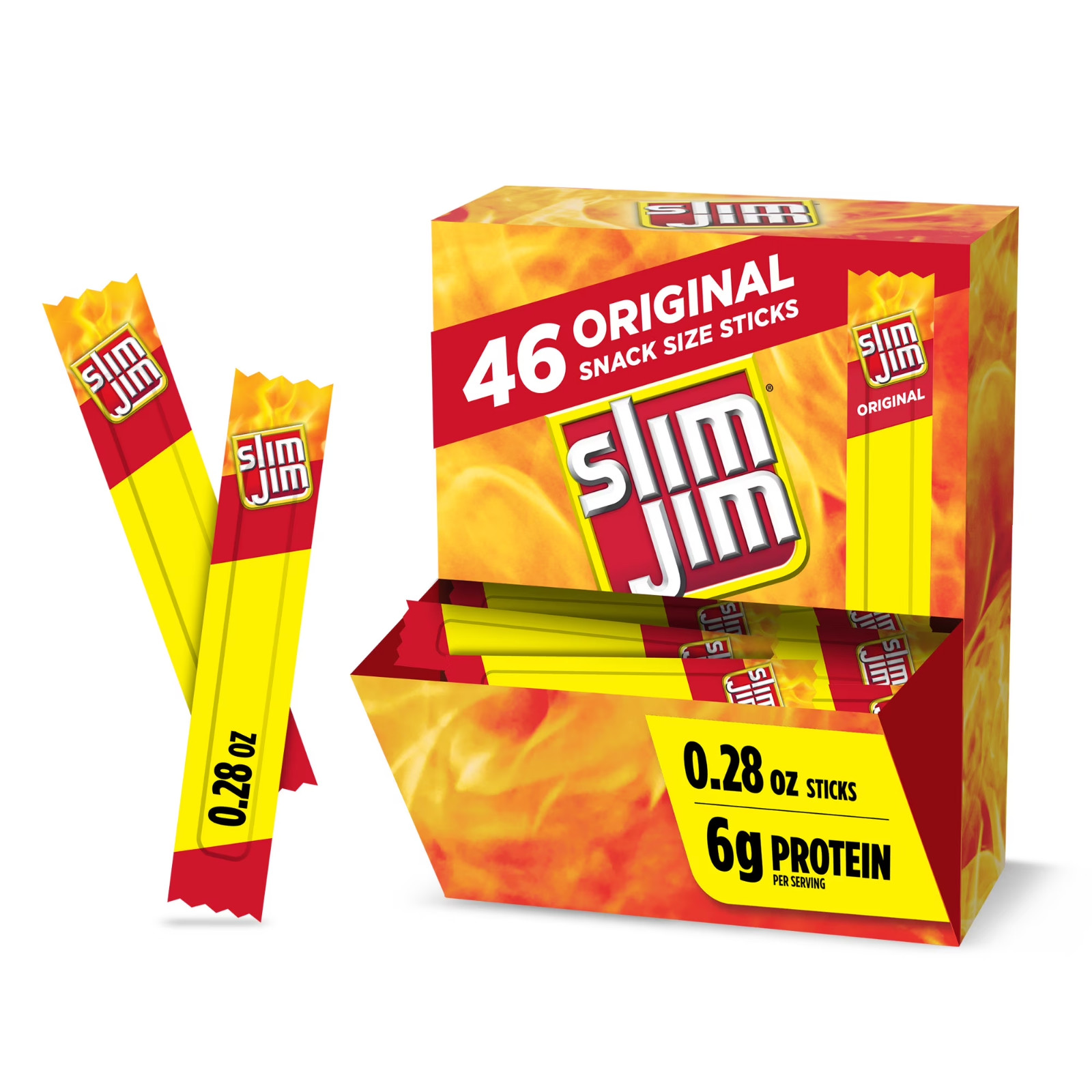 Slim Jim Smoked Snack Sticks with Beef, Pork & Chicken – Pack of 46