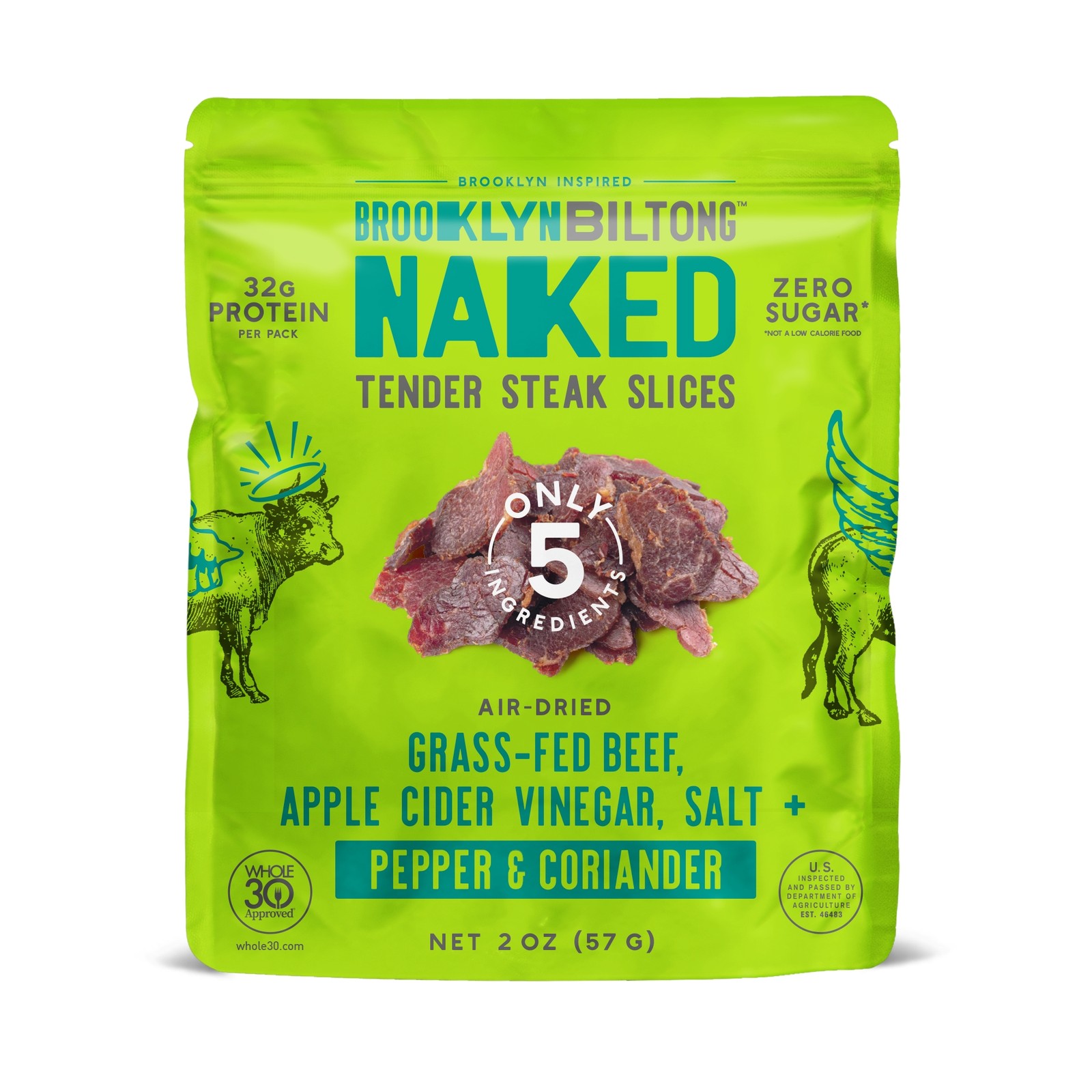 Brooklyn Biltong Air Dried Grass Fed Beef Snack 2 oz – Pepper & Coriander