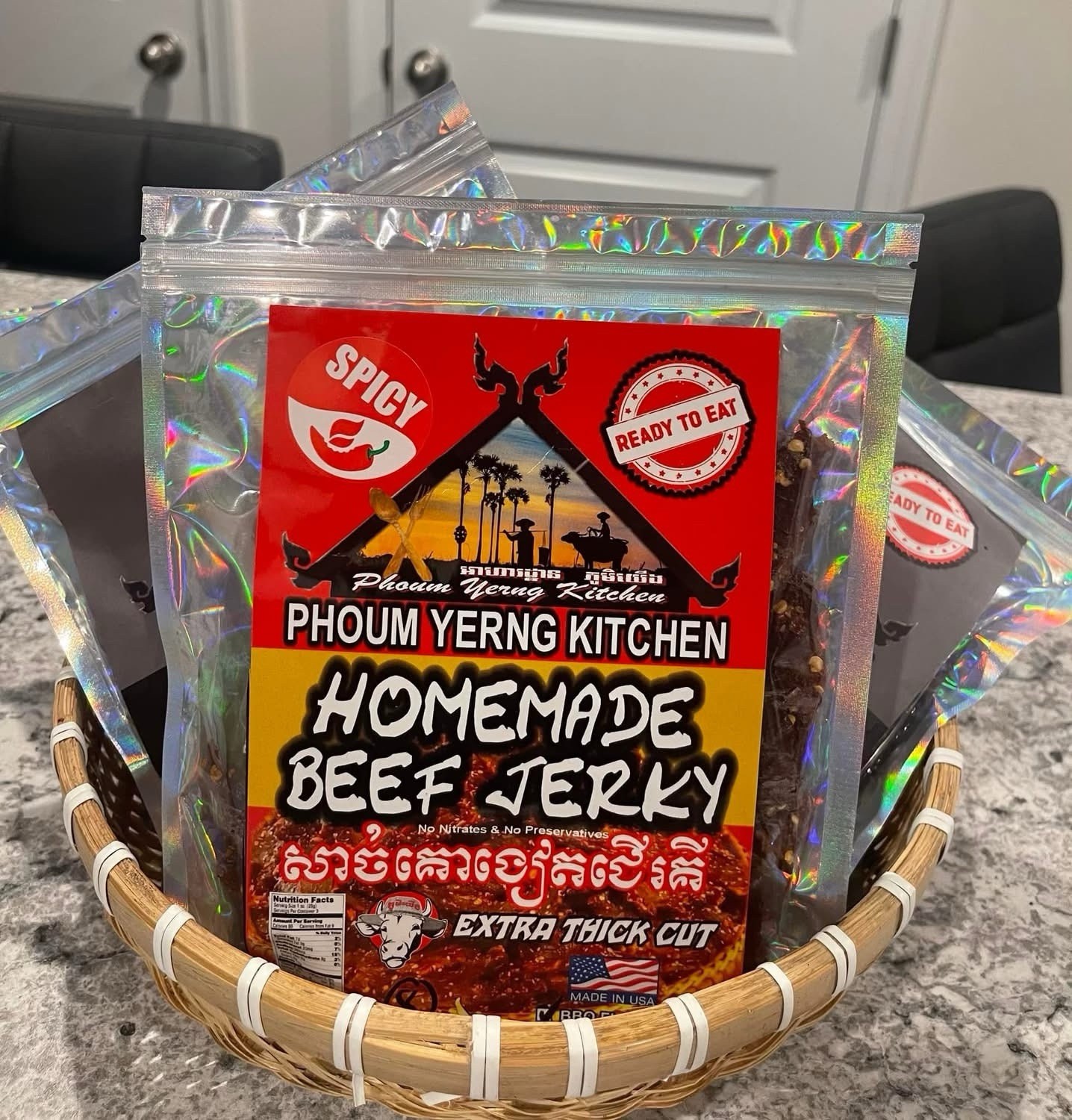 Homemade Beef Jerky ***Spicy 🌶️** BBQ Flavor 2 Bags Of 15 Oz EA.) Made To Order