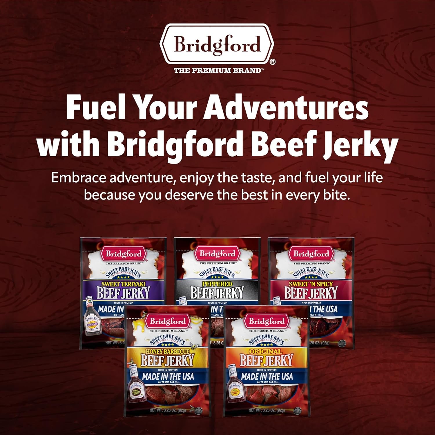 Bridgford – SBR – Beef Jerky – Honey BBQ – 10 oz – Pack of 6