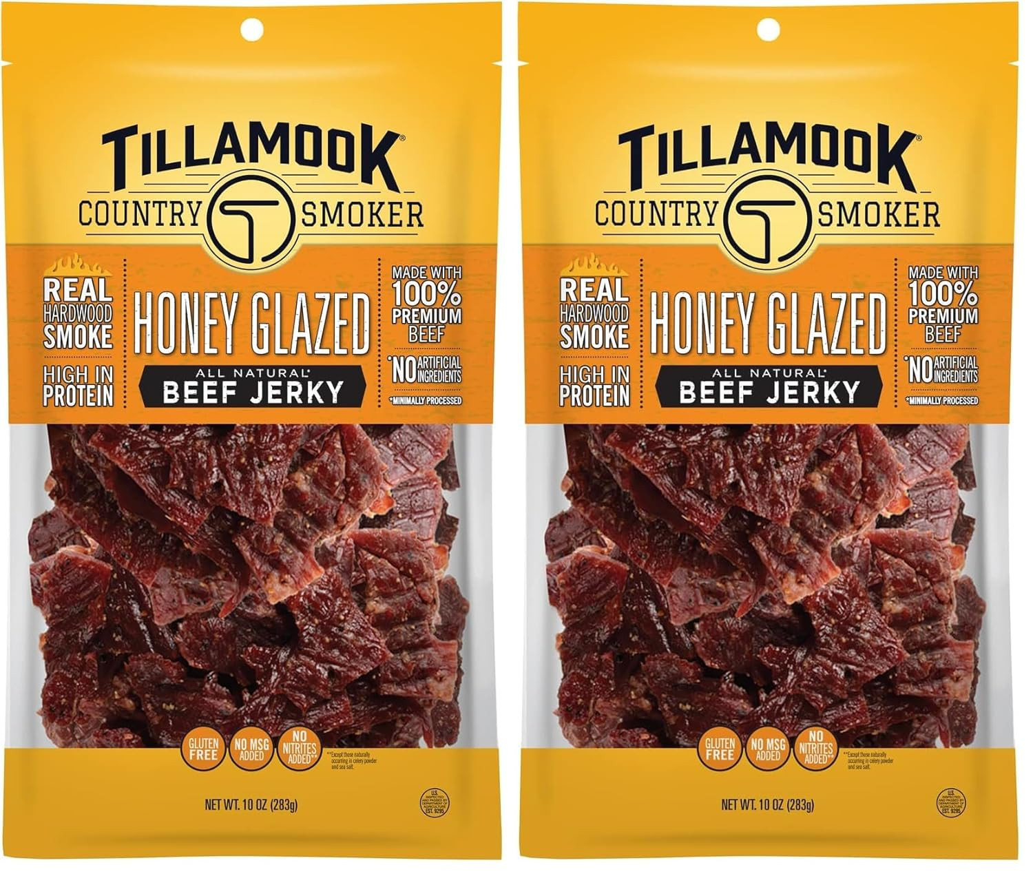 Tillamook Country Smoker Real Hardwood Smoked Beef Jerky, Honey Glazed, 10 Ounce