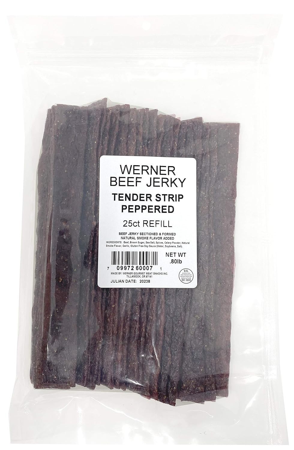 Tender Strips Peppered Beef Jerky – 25 Soft, Portable Protein Snacks – USA Made