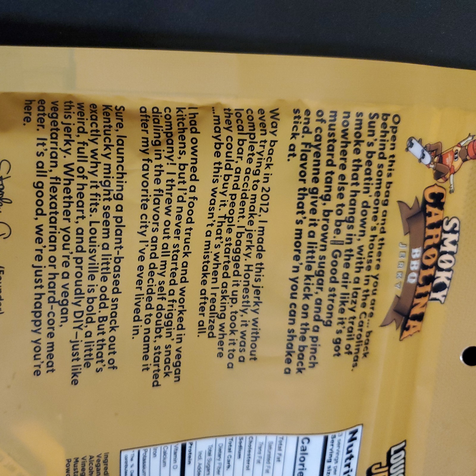 Louisville Jerky Co. Sweet & Smoky Carolina Mustard BBQ Vegan Jerky, Plant Based