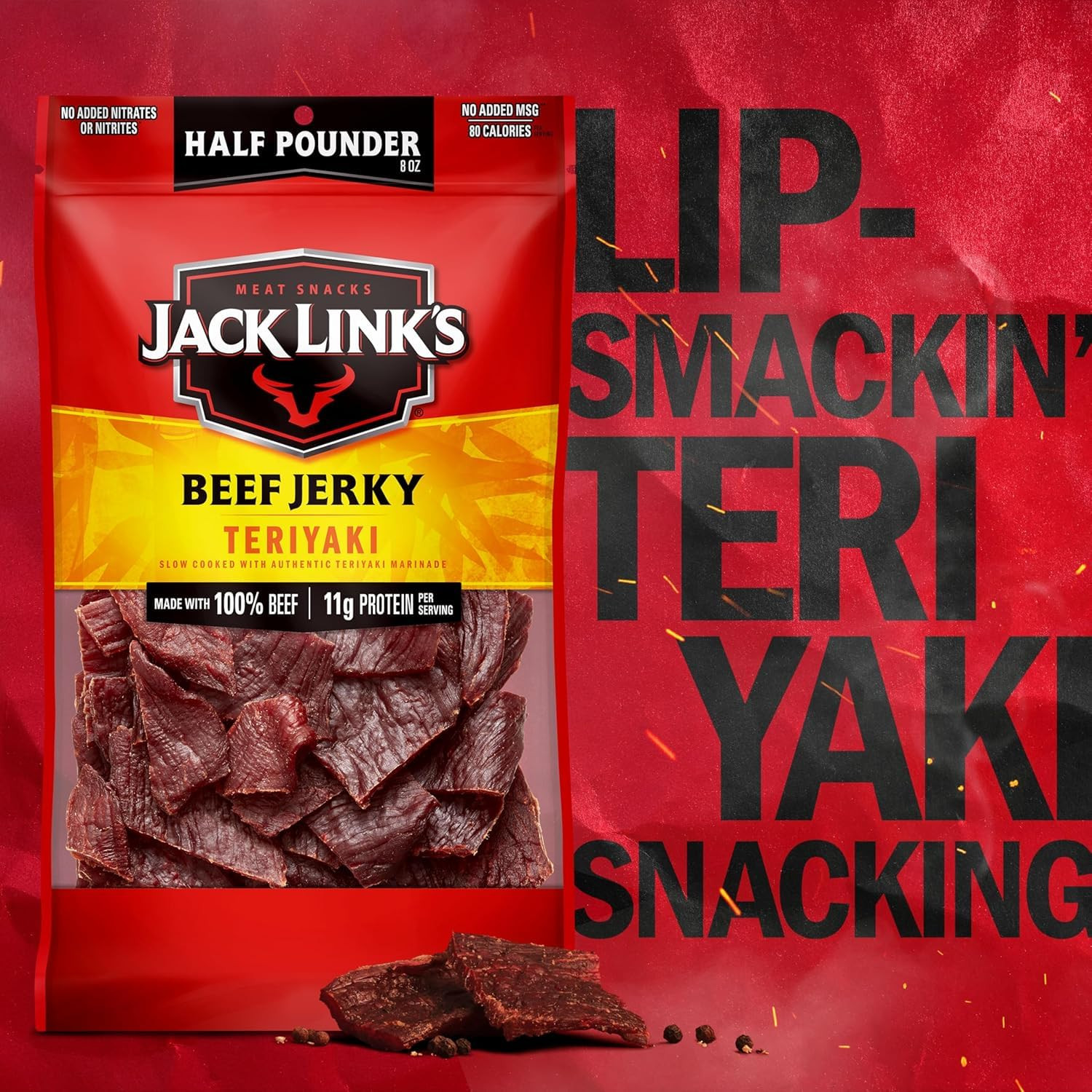 Teriyaki Beef Jerky Half Pounder – 8 Oz Large Jerky Bag – Ready to Eat Real Meat