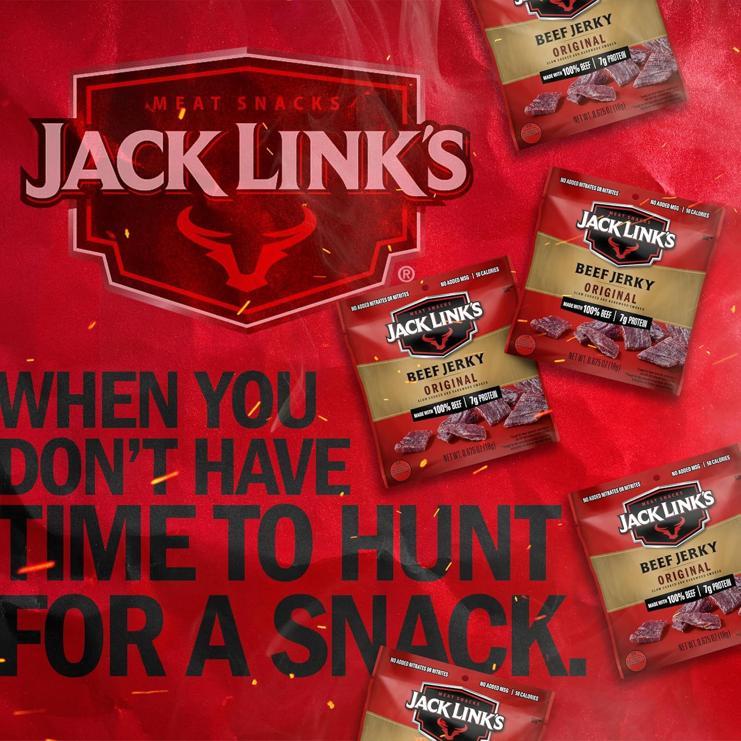 Beef Jerky, Original, Multipack Bags – Flavorful Meat Snacks for Lunches, Ready