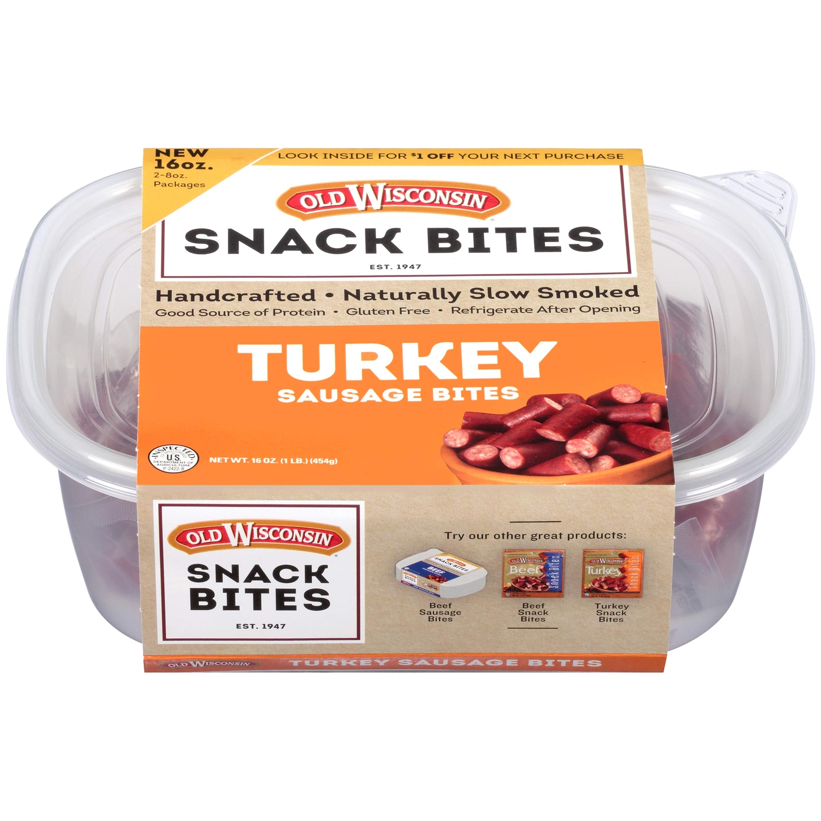 Turkey Sausage Snack Bites Naturally Smoked Ready to Eat High Protein Low Car…
