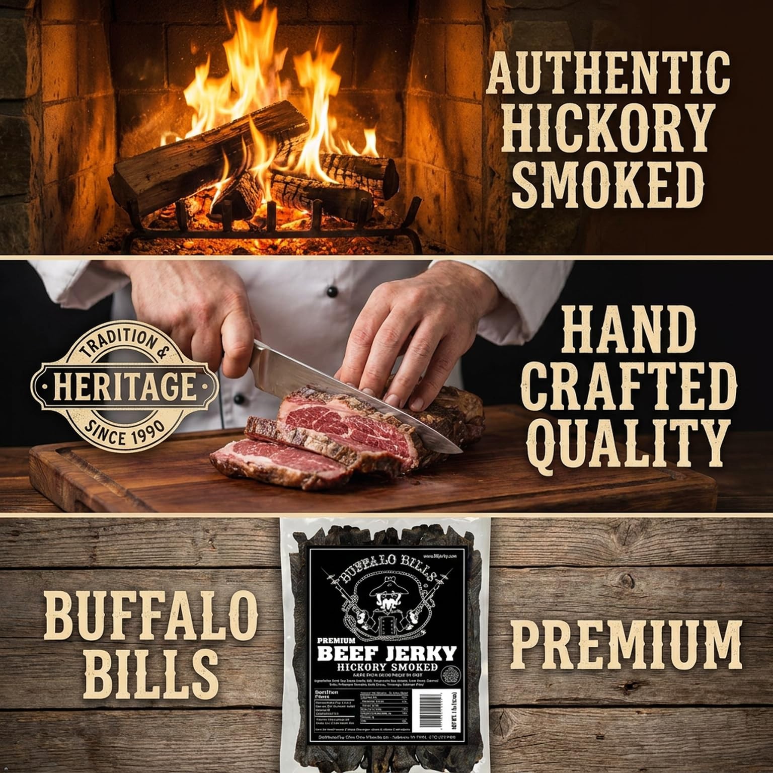 Buffalo Bills 16oz Hickory Beef Jerky Pieces (hickory smoked jerky in random siz