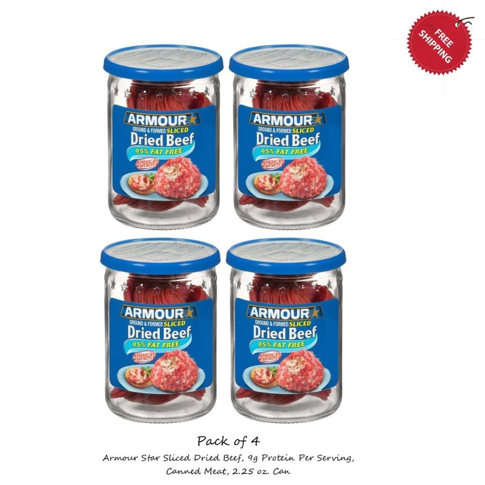(4 pack) Armour Star Sliced Dried Beef, Jarred Meat, 2.25 oz.