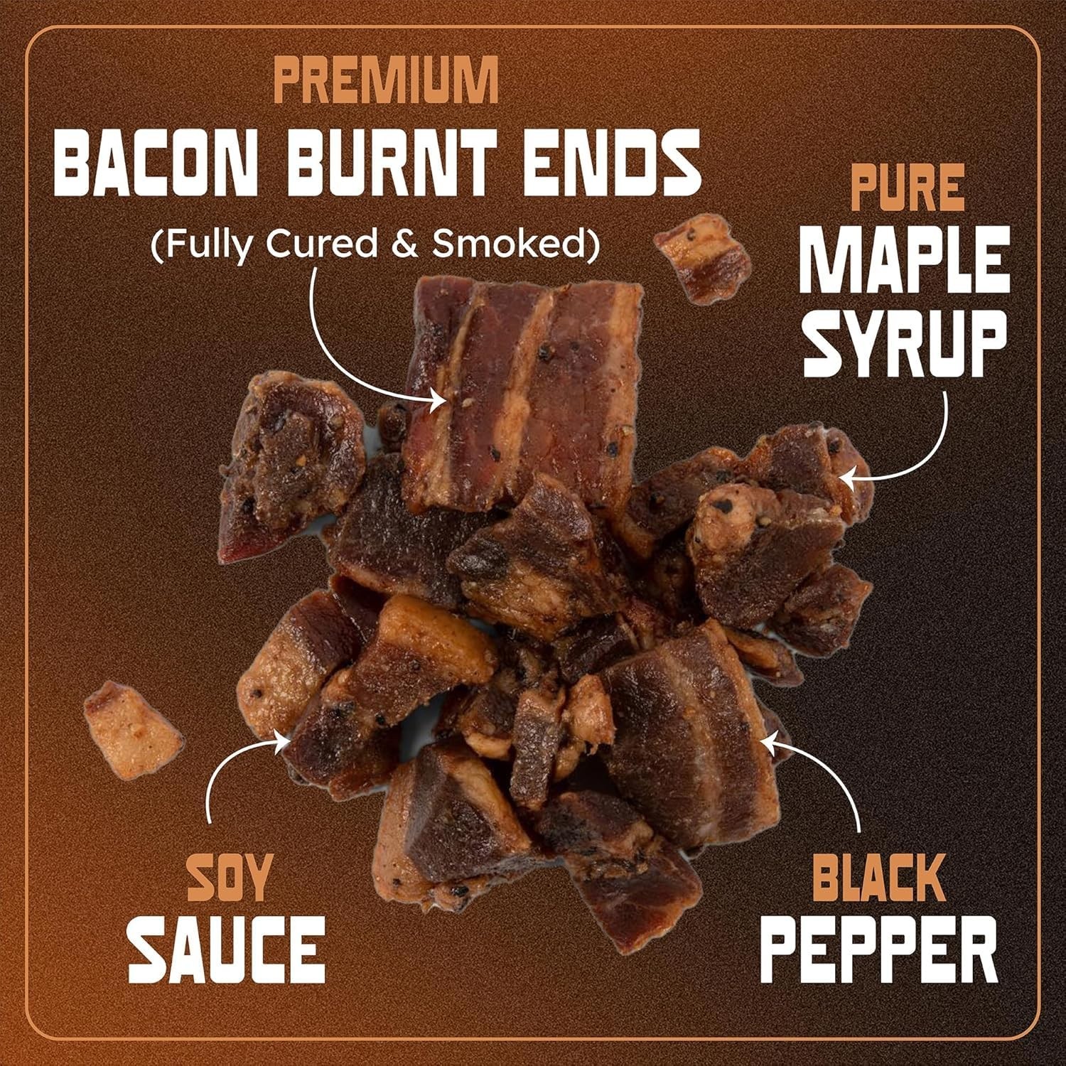 MaxJerky Montreal Maple Bacon Burnt Ends, Smoked Bacon Jerky, 2.5 OZ (4 Pack)